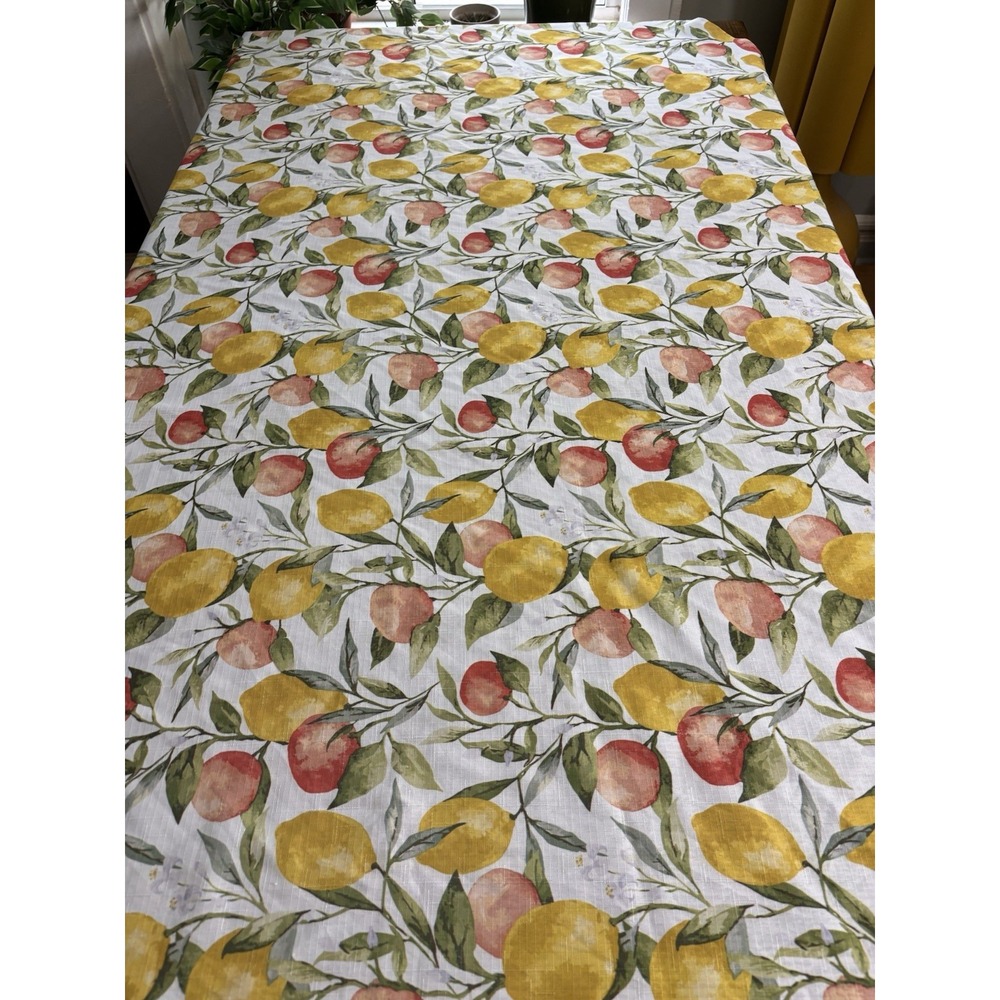 Lemon Orange Fruit Tablecloth 66x69 Citrus Print Mediterranean Italian Kitchen